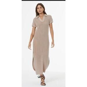 NWT Young, Fabulous,& Broke Faye Crochet Maxi Dress in Sandstone Mineral Wash, S